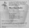 Sterbeanzeige Martha Zeitz