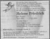 Sterbeanzeige Helene Friedrich