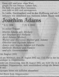 Sterbeanzeige Joachim Adams