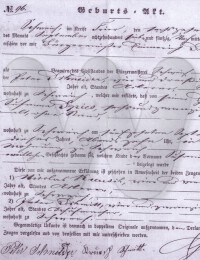 Geburtsurkunde Schneider Susanna 1857